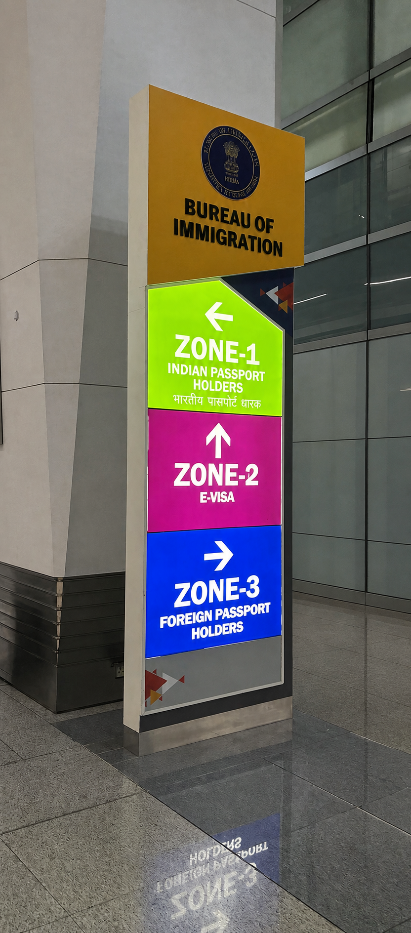 デリー空港のe-Visa利用者向けZone 2案内