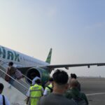 Citilink機に搭乗するジャカルタ空港の出発風景