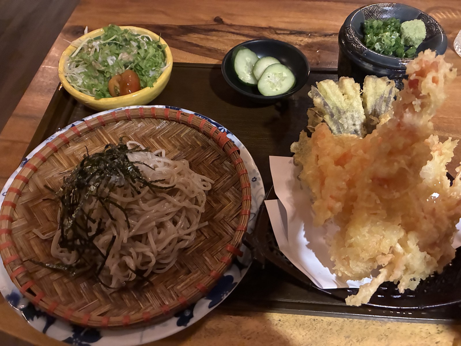 Zaru soba with tempura set at a Japanese restaurant in Ho Chi Minh City, Vietnam