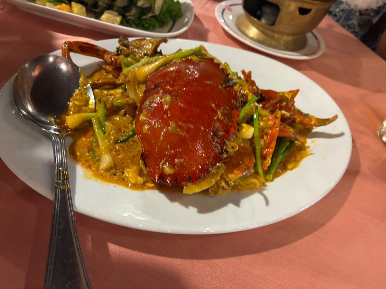 Poo Pad Pong Karee, crab stir-fried in yellow curry with egg, at Savoey Seafood Patong, Phuket